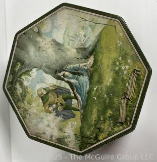 Lidded Wicker Sewing Basket and Metal Biscuit Tin<br>

<br><br>

Removal Options:<br><br> Sat (Nov 8) & Sun (Nov 9) 11-3pm, 56 Scotch Hill Rd., Cambridge NY 12816<br><br>

Sat (Nov 15) 12-2pm, TMG Warehouse, 2800 Juniper St., Fairfax, VA 22031<br><br>

Request Shipping (david@themcguiregroupllc.com)