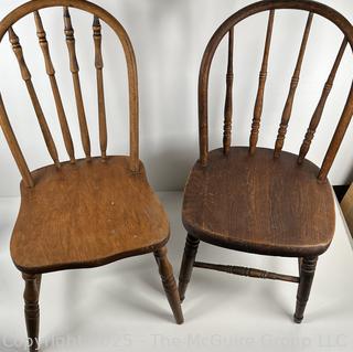 Two (2) Children's Bow Back Spindle Chairs.  Seats Are 12"T<br>

<br><br>

Removal Options:<br><br> Sat (Nov 8) & Sun (Nov 9) 11-3pm, 56 Scotch Hill Rd., Cambridge NY 12816<br><br>
