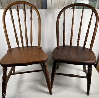 Two (2) Children's Bow Back Spindle Chairs.  Seats Are 12"T<br>

<br><br>

Removal Options:<br><br> Sat (Nov 8) & Sun (Nov 9) 11-3pm, 56 Scotch Hill Rd., Cambridge NY 12816<br><br>
