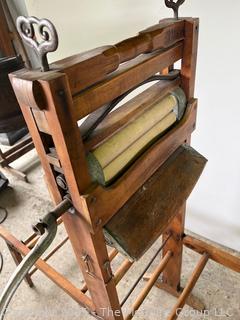 Antique Wooden Clothes Wringer Washer w/ Double Fold Down Benches. Anchor Brand<br>

<br><br>

Removal Options:<br><br> Sat (Nov 8) & Sun (Nov 9) 11-3pm, 56 Scotch Hill Rd., Cambridge NY 12816<br><br>

