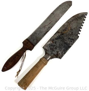 Two (2) Knives, Including a Bone Saw and Buffalo Skinning Knife (WAS 299)<br>

<br><br>

Removal Options:<br><br> Sat (Nov 8) & Sun (Nov 9) 11-3pm, 56 Scotch Hill Rd., Cambridge NY 12816<br><br>

Sat (Nov 15) 12-2pm, TMG Warehouse, 2800 Juniper St., Fairfax, VA 22031<br><br>

Request Shipping (david@themcguiregroupllc.com)