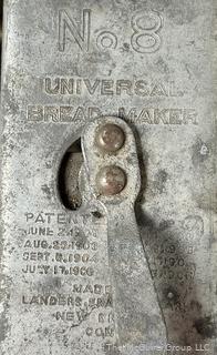 Universal No.8 Bread Maker by Landers, Frary & Clark 1904<br>

<br><br>

Removal Options:<br><br> Sat (Nov 8) & Sun (Nov 9) 11-3pm, 56 Scotch Hill Rd., Cambridge NY 12816<br><br>

Sat (Nov 15) 12-2pm, TMG Warehouse, 2800 Juniper St., Fairfax, VA 22031<br><br>

Request Shipping (david@themcguiregroupllc.com)