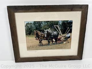Framed Under Glass Photograph of Farmer Plowing Field with Horses Signed by Elizabeth Rich.<br>

<br><br>

Removal Options:<br><br> Sat (Nov 8) & Sun (Nov 9) 11-3pm, 56 Scotch Hill Rd., Cambridge NY 12816<br><br>

Sat (Nov 15) 12-2pm, TMG Warehouse, 2800 Juniper St., Fairfax, VA 22031<br><br>

Request Shipping (david@themcguiregroupllc.com) 