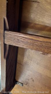 Wooden Farm House Table with Spindle Legs.  Measures 24 x 27 x 29"<br>

<br><br>

Removal Options:<br><br> Sat (Nov 8) & Sun (Nov 9) 11-3pm, 56 Scotch Hill Rd., Cambridge NY 12816<br><br>

