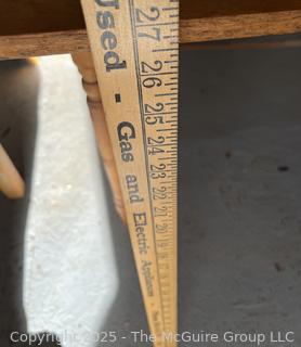 Wooden Farm House Table with Spindle Legs.  Measures 24 x 27 x 29"<br>

<br><br>

Removal Options:<br><br> Sat (Nov 8) & Sun (Nov 9) 11-3pm, 56 Scotch Hill Rd., Cambridge NY 12816<br><br>
