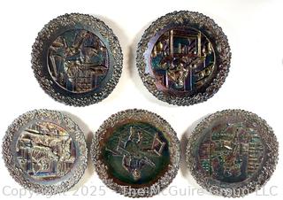 Eight (8) Fenton Carnival Glass Commemorative Plates (e.g. Colonial Potter Philip Drinker 1977)<br>

<br><br>

Removal Options:<br><br> Sat (Nov 8) & Sun (Nov 9) 11-3pm, 56 Scotch Hill Rd., Cambridge NY 12816<br><br>

Sat (Nov 15) 12-2pm, TMG Warehouse, 2800 Juniper St., Fairfax, VA 22031<br><br>

Request Shipping (david@themcguiregroupllc.com) 