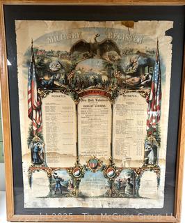 1866 Framed Military Register. 123rd Regiment New York Volunteers. Mustered Into Service 1862 at Salem NY. Mustered Out of Service 1865 Washington DC (WAS 386)<br>

<br><br>

Removal Options:<br><br> Sat (Nov 8) & Sun (Nov 9) 11-3pm, 56 Scotch Hill Rd., Cambridge NY 12816<br><br>

Sat (Nov 15) 12-2pm, TMG Warehouse, 2800 Juniper St., Fairfax, VA 22031<br><br>

Request Shipping (david@themcguiregroupllc.com)