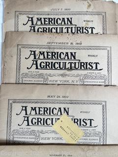 American Agriculturist Magazine 1888, 89, 00, 02 and 1904<br>

<br><br>

Removal Options:<br><br> Sat (Nov 8) & Sun (Nov 9) 11-3pm, 56 Scotch Hill Rd., Cambridge NY 12816<br><br>

Sat (Nov 15) 12-2pm, TMG Warehouse, 2800 Juniper St., Fairfax, VA 22031<br><br>

Request Shipping (david@themcguiregroupllc.com)