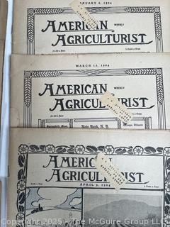 American Agriculturist Magazine 1888, 89, 00, 02 and 1904<br>

<br><br>

Removal Options:<br><br> Sat (Nov 8) & Sun (Nov 9) 11-3pm, 56 Scotch Hill Rd., Cambridge NY 12816<br><br>

Sat (Nov 15) 12-2pm, TMG Warehouse, 2800 Juniper St., Fairfax, VA 22031<br><br>

Request Shipping (david@themcguiregroupllc.com)
