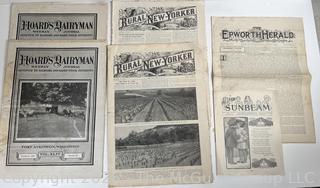 Three (3) Magazine Titles: Hoard's Dairyman, Rural New Yorker and The Epworth Herald circa 1912<br>

<br><br>

Removal Options:<br><br> Sat (Nov 8) & Sun (Nov 9) 11-3pm, 56 Scotch Hill Rd., Cambridge NY 12816<br><br>

Sat (Nov 15) 12-2pm, TMG Warehouse, 2800 Juniper St., Fairfax, VA 22031<br><br>

Request Shipping (david@themcguiregroupllc.com)