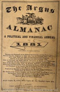 1927 Glens Falls NY Basketball Tournament Program, The Red and Black School Yearbook, 1881 Argus Almanac - A Political and Financial Annual, and 1842 Vol 1, No. 1 Edition of The American Agriculturalist Magazine<br>

<br><br>

Removal Options:<br><br> Sat (Nov 8) & Sun (Nov 9) 11-3pm, 56 Scotch Hill Rd., Cambridge NY 12816<br><br>

Sat (Nov 15) 12-2pm, TMG Warehouse, 2800 Juniper St., Fairfax, VA 22031<br><br>

Request Shipping (david@themcguiregroupllc.com)