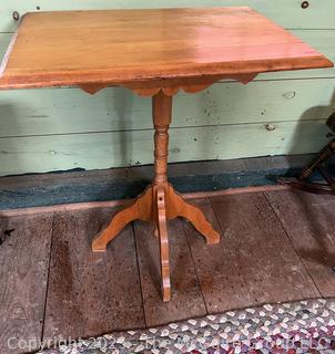 Pedestal Occasional Table w/ Beveled Edge Top<br>

<br><br>

Removal Options:<br><br> Sat (Nov 8) & Sun (Nov 9) 11-3pm, 56 Scotch Hill Rd., Cambridge NY 12816<br><br>


