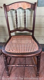 Wood Spindle Back Side Chair with Cane Seat<br>

<br><br>

Removal Options:<br><br> Sat (Nov 8) & Sun (Nov 9) 11-3pm, 56 Scotch Hill Rd., Cambridge NY 12816<br><br>

