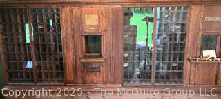 Oak US Post Office Unit with Clerk's Window, Mail Slot, and 198 PO Box boxesfrom the Hebron, NY, Post Office, Made by The Postmasters Supply Co., Baltimore, MD with  1872 certificate signed by US Postmaster General appointing John Powell as postmaster of Hebron, NY (WAS 424)<br>

<br><br>

Removal Options:<br><br> Sat (Nov 8) & Sun (Nov 9) 11-3pm, 56 Scotch Hill Rd., Cambridge NY 12816 <br><br>

Sat (Nov 15) 12-2pm, TMG Warehouse, 2800 Juniper St., Fairfax, VA 22031<br><br>

Request Shipping (david@themcguiregroupllc.com)
