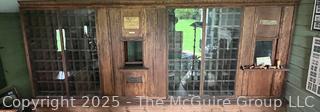 Oak US Post Office Unit with Clerk's Window, Mail Slot, and 198 PO Box boxesfrom the Hebron, NY, Post Office, Made by The Postmasters Supply Co., Baltimore, MD with  1872 certificate signed by US Postmaster General appointing John Powell as postmaster of Hebron, NY (WAS 424)<br>

<br><br>

Removal Options:<br><br> Sat (Nov 8) & Sun (Nov 9) 11-3pm, 56 Scotch Hill Rd., Cambridge NY 12816 <br><br>

Sat (Nov 15) 12-2pm, TMG Warehouse, 2800 Juniper St., Fairfax, VA 22031<br><br>

Request Shipping (david@themcguiregroupllc.com)