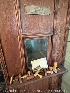 Oak US Post Office Unit with Clerk's Window, Mail Slot, and 198 PO Box boxesfrom the Hebron, NY, Post Office, Made by The Postmasters Supply Co., Baltimore, MD with  1872 certificate signed by US Postmaster General appointing John Powell as postmaster of Hebron, NY (WAS 424)<br>

<br><br>

Removal Options:<br><br> Sat (Nov 8) & Sun (Nov 9) 11-3pm, 56 Scotch Hill Rd., Cambridge NY 12816 <br><br>

Sat (Nov 15) 12-2pm, TMG Warehouse, 2800 Juniper St., Fairfax, VA 22031<br><br>

Request Shipping (david@themcguiregroupllc.com)