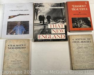 Five (5) Vermont Themed Books<br>

<br><br>

Removal Options:<br><br> Sat (Nov 8) & Sun (Nov 9) 11-3pm, 56 Scotch Hill Rd., Cambridge NY 12816<br><br>

Sat (Nov 15) 12-2pm, TMG Warehouse, 2800 Juniper St., Fairfax, VA 22031<br><br>

Request Shipping (david@themcguiregroupllc.com) 