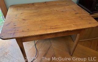 1840's Primitive Pine Work Table w/ Skirt, 42 x 31 x 28" (WAS 456)Tall<br>

<br><br>

Removal Options:<br><br> Sat (Nov 8) & Sun (Nov 9) 11-3pm, 56 Scotch Hill Rd., Cambridge NY 12816<br><br>

