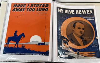 Binder of Sheet Music from the 1940-50's. 60 Pieces<br>

<br><br>

Removal Options:<br><br> Sat (Nov 8) & Sun (Nov 9) 11-3pm, 56 Scotch Hill Rd., Cambridge NY 12816<br><br>

Sat (Nov 15) 12-2pm, TMG Warehouse, 2800 Juniper St., Fairfax, VA 22031<br><br>

Request Shipping (david@themcguiregroupllc.com)