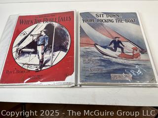 Binder of Sheet Music from the 1940-50's. 60 Pieces<br>

<br><br>

Removal Options:<br><br> Sat (Nov 8) & Sun (Nov 9) 11-3pm, 56 Scotch Hill Rd., Cambridge NY 12816<br><br>

Sat (Nov 15) 12-2pm, TMG Warehouse, 2800 Juniper St., Fairfax, VA 22031<br><br>

Request Shipping (david@themcguiregroupllc.com)