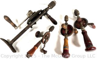 Grouping of Four Hand Drills/Braces<br>

<br><br>

Removal Options:<br><br> Sat (Nov 8) & Sun (Nov 9) 11-3pm, 56 Scotch Hill Rd., Cambridge NY 12816<br><br>

Sat (Nov 15) 12-2pm, TMG Warehouse, 2800 Juniper St., Fairfax, VA 22031<br><br>

Request Shipping (david@themcguiregroupllc.com)