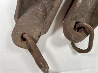 NEW PHOTO  Pair of Cast Iron Buggy or Wagon Wheel Drag Skid Shoes<br>

<br><br>

Removal Options:<br><br> Sat (Nov 8) & Sun (Nov 9) 11-3pm, 56 Scotch Hill Rd., Cambridge NY 12816<br><br>

Sat (Nov 15) 12-2pm, TMG Warehouse, 2800 Juniper St., Fairfax, VA 22031<br><br>

Request Shipping (david@themcguiregroupllc.com)