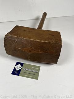 Large Wooden Square Hand Mallet<br>

<br><br>

Removal Options:<br><br> Sat (Nov 8) & Sun (Nov 9) 11-3pm, 56 Scotch Hill Rd., Cambridge NY 12816<br><br>

Sat (Nov 15) 12-2pm, TMG Warehouse, 2800 Juniper St., Fairfax, VA 22031<br><br>

Request Shipping (david@themcguiregroupllc.com)