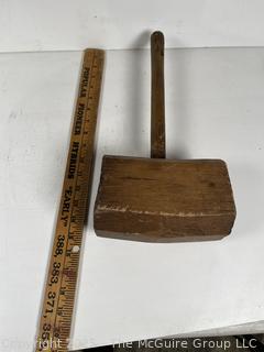 Large Wooden Square Hand Mallet<br>

<br><br>

Removal Options:<br><br> Sat (Nov 8) & Sun (Nov 9) 11-3pm, 56 Scotch Hill Rd., Cambridge NY 12816<br><br>

Sat (Nov 15) 12-2pm, TMG Warehouse, 2800 Juniper St., Fairfax, VA 22031<br><br>

Request Shipping (david@themcguiregroupllc.com)