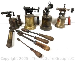 Four (4) Blow Torches and Melting Irons<br>

<br><br>

Removal Options:<br><br> Sat (Nov 8) & Sun (Nov 9) 11-3pm, 56 Scotch Hill Rd., Cambridge NY 12816<br><br>

Sat (Nov 15) 12-2pm, TMG Warehouse, 2800 Juniper St., Fairfax, VA 22031<br><br>

