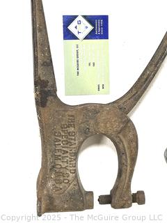 Russell & Erwin Tobacco Grinder, Ladle for Molten Lead, Hide Scraper and Grommet Press.<br>

<br><br>

Removal Options:<br><br> Sat (Nov 8) & Sun (Nov 9) 11-3pm, 56 Scotch Hill Rd., Cambridge NY 12816<br><br>

Sat (Nov 15) 12-2pm, TMG Warehouse, 2800 Juniper St., Fairfax, VA 22031<br><br>

Request Shipping (david@themcguiregroupllc.com)
