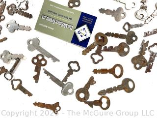 Large Assortment of Flat Steel Keys<br>

<br><br>

Removal Options:<br><br> Sat (Nov 8) & Sun (Nov 9) 11-3pm, 56 Scotch Hill Rd., Cambridge NY 12816<br><br>

Sat (Nov 15) 12-2pm, TMG Warehouse, 2800 Juniper St., Fairfax, VA 22031<br><br>

Request Shipping (david@themcguiregroupllc.com) 