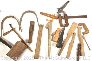 Treenware Including Barrel Stoppers, Hand Carved Basket Handles, Workbench Dogs and Mallet<br>

<br><br>

Removal Options:<br><br> Sat (Nov 8) & Sun (Nov 9) 11-3pm, 56 Scotch Hill Rd., Cambridge NY 12816<br><br>

Sat (Nov 15) 12-2pm, TMG Warehouse, 2800 Juniper St., Fairfax, VA 22031<br><br>

Request Shipping (david@themcguiregroupllc.com)