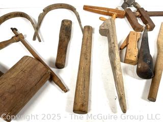 Treenware Including Barrel Stoppers, Hand Carved Basket Handles, Workbench Dogs and Mallet<br>

<br><br>

Removal Options:<br><br> Sat (Nov 8) & Sun (Nov 9) 11-3pm, 56 Scotch Hill Rd., Cambridge NY 12816<br><br>

Sat (Nov 15) 12-2pm, TMG Warehouse, 2800 Juniper St., Fairfax, VA 22031<br><br>

Request Shipping (david@themcguiregroupllc.com)
