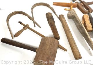 Treenware Including Barrel Stoppers, Hand Carved Basket Handles, Workbench Dogs and Mallet<br>

<br><br>

Removal Options:<br><br> Sat (Nov 8) & Sun (Nov 9) 11-3pm, 56 Scotch Hill Rd., Cambridge NY 12816<br><br>

Sat (Nov 15) 12-2pm, TMG Warehouse, 2800 Juniper St., Fairfax, VA 22031<br><br>

Request Shipping (david@themcguiregroupllc.com)