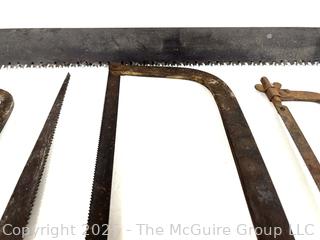 Six (6) Hand Saws<br>

<br><br>

Removal Options:<br><br> Sat (Nov 8) & Sun (Nov 9) 11-3pm, 56 Scotch Hill Rd., Cambridge NY 12816<br><br>

Sat (Nov 15) 12-2pm, TMG Warehouse, 2800 Juniper St., Fairfax, VA 22031<br><br>

Request Shipping (david@themcguiregroupllc.com)