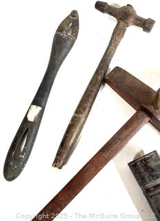 Farm Bench Tools Including Leather Hole Punch, Hand Saw Set Tooth Sharpener, Clamps, Marking Gage and Hammers<br>

<br><br>

Removal Options:<br><br> Sat (Nov 8) & Sun (Nov 9) 11-3pm, 56 Scotch Hill Rd., Cambridge NY 12816<br><br>

