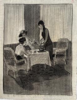 Unframed Charcoal On Paper Double-Sided Of Lady Holding Baby And Family Dinner Circa 1915 Signed By Jennie Mae McGuire (WAS 750)<br>

<br><br>

Removal Options:<br><br> Sat (Nov 8) & Sun (Nov 9) 11-3pm, 56 Scotch Hill Rd., Cambridge NY 12816<br><br>

Sat (Nov 15) 12-2pm, TMG Warehouse, 2800 Juniper St., Fairfax, VA 22031<br><br>

Request Shipping (david@themcguiregroupllc.com)