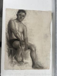 Top Unframed Charcoal On Paper Titled, "The Seated Watcher" Signed By Jennie Mae McGuire (WAS 753)<br>

<br><br>

Removal Options:<br><br> Sat (Nov 8) & Sun (Nov 9) 11-3pm, 56 Scotch Hill Rd., Cambridge NY 12816<br><br>

Sat (Nov 15) 12-2pm, TMG Warehouse, 2800 Juniper St., Fairfax, VA 22031<br><br>

Request Shipping (david@themcguiregroupllc.com)