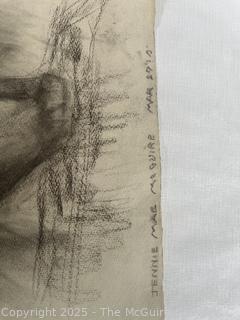 Top Unframed Charcoal On Paper Titled, "The Seated Watcher" Circa 1915 Signed By Jennie Mae McGuire (WAS 753)<br>

<br><br>

Removal Options:<br><br> Sat (Nov 8) & Sun (Nov 9) 11-3pm, 56 Scotch Hill Rd., Cambridge NY 12816<br><br>

Sat (Nov 15) 12-2pm, TMG Warehouse, 2800 Juniper St., Fairfax, VA 22031<br><br>

Request Shipping (david@themcguiregroupllc.com)