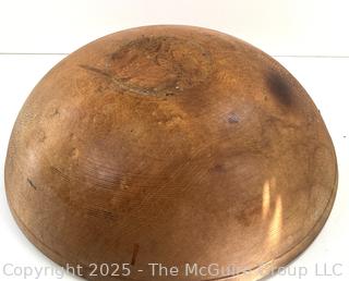 Primitive 16"D Turned Wood Round Dough Bowl and Masher<br>

<br><br>

Removal Options:<br><br> Sat (Nov 8) & Sun (Nov 9) 11-3pm, 56 Scotch Hill Rd., Cambridge NY 12816<br><br>

Sat (Nov 15) 12-2pm, TMG Warehouse, 2800 Juniper St., Fairfax, VA 22031<br><br>

Request Shipping (david@themcguiregroupllc.com)