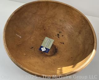 Primitive 16"D Turned Wood Round Dough Bowl and Masher<br>

<br><br>

Removal Options:<br><br> Sat (Nov 8) & Sun (Nov 9) 11-3pm, 56 Scotch Hill Rd., Cambridge NY 12816<br><br>

Sat (Nov 15) 12-2pm, TMG Warehouse, 2800 Juniper St., Fairfax, VA 22031<br><br>

Request Shipping (david@themcguiregroupllc.com)