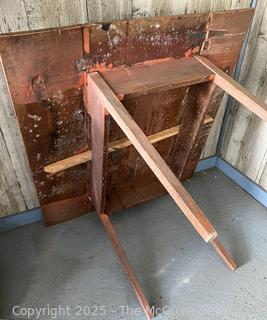Primitive Drop Leaf Wooden Work Table<br>

<br><br>

Removal Options:<br><br> Sat (Nov 8) & Sun (Nov 9) 11-3pm, 56 Scotch Hill Rd., Cambridge NY 12816<br><br>

Sat (Nov 15) 12-2pm, TMG Warehouse, 2800 Juniper St., Fairfax, VA 22031<br><br>

Request Shipping (david@themcguiregroupllc.com)