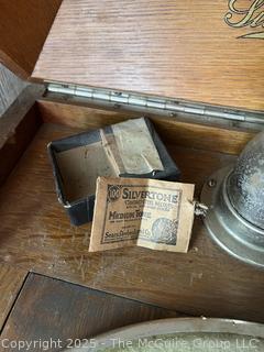 Silvertone Victrola Phonograph Record Player Plays 78 RPM Shellac Records<br>

<br><br>

Removal Options:<br><br> Sat (Nov 8) & Sun (Nov 9) 11-3pm, 56 Scotch Hill Rd., Cambridge NY 12816<br><br>

Sat (Nov 15) 12-2pm, TMG Warehouse, 2800 Juniper St., Fairfax, VA 22031<br><br>

Request Shipping (david@themcguiregroupllc.com)