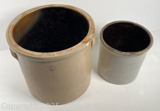 Two (2) Stoneware Crocks, One Marked 3 Gallon<br>

<br><br>

Removal Options:<br><br> Sat (Nov 8) & Sun (Nov 9) 11-3pm, 56 Scotch Hill Rd., Cambridge NY 12816<br><br>

Sat (Nov 15) 12-2pm, TMG Warehouse, 2800 Juniper St., Fairfax, VA 22031<br><br>

Request Shipping (david@themcguiregroupllc.com)
