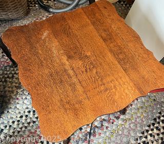 Quarter Sawn Oak Table Top w/ Lower Shelf on Spindle Turned Legs. Measures 24 x 24 x 24"T<br>

<br><br>

Removal Options:<br><br> Sat (Nov 8) & Sun (Nov 9) 11-3pm, 56 Scotch Hill Rd., Cambridge NY 12816<br><br>

Sat (Nov 15) 12-2pm, TMG Warehouse, 2800 Juniper St., Fairfax, VA 22031<br><br>

Request Shipping (david@themcguiregroupllc.com)