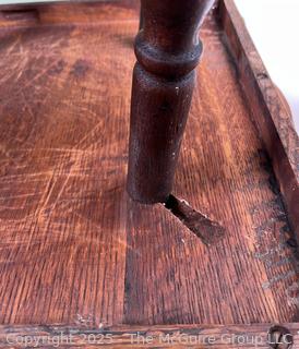 Quarter Sawn Oak Table Top w/ Lower Shelf on Spindle Turned Legs. Measures 24 x 24 x 24"T<br>

<br><br>

Removal Options:<br><br> Sat (Nov 8) & Sun (Nov 9) 11-3pm, 56 Scotch Hill Rd., Cambridge NY 12816<br><br>

Sat (Nov 15) 12-2pm, TMG Warehouse, 2800 Juniper St., Fairfax, VA 22031<br><br>

Request Shipping (david@themcguiregroupllc.com)