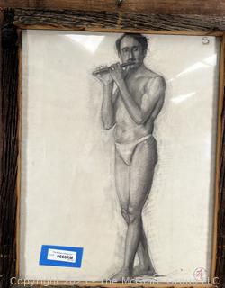 Framed Under Glass Charcoal on Paper of Man Playing Flute Signed by Artist Jennie Mae McGuire<br>DELETE

<br><br>

Removal Options:<br><br> Sat (Nov 8) & Sun (Nov 9) 11-3pm, 56 Scotch Hill Rd., Cambridge NY 12816<br><br>

Sat (Nov 15) 12-2pm, TMG Warehouse, 2800 Juniper St., Fairfax, VA 22031<br><br>

Request Shipping (david@themcguiregroupllc.com)