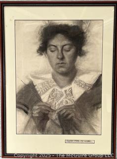 Framed Under Glass Charcoal on Paper Titled, "Hands Of The Needleworker" Signed by Artist Jennie Mae McGuire<br>

<br><br>

Removal Options:<br><br> Sat (Nov 8) & Sun (Nov 9) 11-3pm, 56 Scotch Hill Rd., Cambridge NY 12816<br><br>

Sat (Nov 15) 12-2pm, TMG Warehouse, 2800 Juniper St., Fairfax, VA 22031<br><br>

Request Shipping (david@themcguiregroupllc.com)