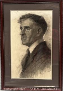 Framed Under Glass Charcoal on Paper Titled, "The Distinguished Gentleman" Signed by Artist Jennie Mae McGuire<br>

<br><br>

Removal Options:<br><br> Sat (Nov 8) & Sun (Nov 9) 11-3pm, 56 Scotch Hill Rd., Cambridge NY 12816<br><br>

Sat (Nov 15) 12-2pm, TMG Warehouse, 2800 Juniper St., Fairfax, VA 22031<br><br>

Request Shipping (david@themcguiregroupllc.com)