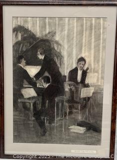 Framed Under Glass Charcoal On Paper Titled, "The Rehearsal" Signed By Jennie Mae McGuire<br>

<br><br>

Removal Options:<br><br> Sat (Nov 8) & Sun (Nov 9) 11-3pm, 56 Scotch Hill Rd., Cambridge NY 12816<br><br>

Sat (Nov 15) 12-2pm, TMG Warehouse, 2800 Juniper St., Fairfax, VA 22031<br><br>

Request Shipping (david@themcguiregroupllc.com)